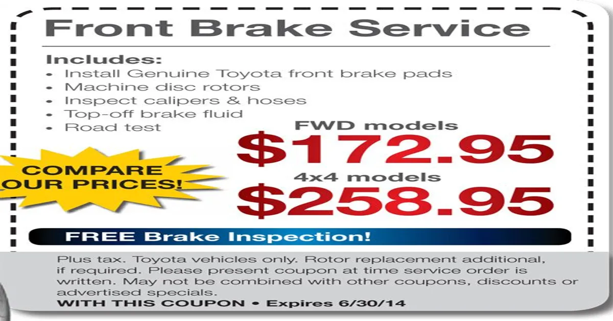 coupon for brake pads